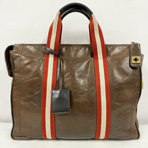 BALLY TAPRUS ビジネスバッグ＜バッグ＞バリー ブラウン レザー ハンドバッグ トートバッグ ブリーフケース メンズ 男性 鍵付き