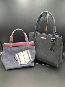 【１円スタート】BURBERRY バーバリー レザーハンドバッグ デニムミニトート おまとめ2点