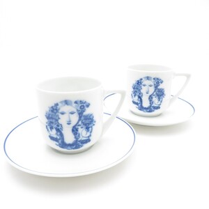 美品 Rosenthal ローゼンタール ビョルン・ヴィンブラッド 花を持つ女性 カップ＆ソーサー 2客 セット ティー コーヒー SM3261H1