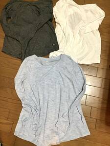 良品【Gap Fit/ギャップフィット】長袖Tシャツ３枚組/XS★水色、ホワイト、グレー★フィットネス★レディース★USED