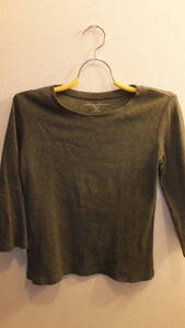 ★Eddie Bauer★Ladies Tops Army green エディーバウアーサイズPS　S　コットン　身幅約41Cm　USED IN JAPAN