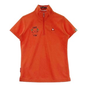 LECOQ GOLF ルコックゴルフ QGWPJA08 ハーフジップ 半袖 Tシャツ ワッペン オレンジ系 M [240101183441] ゴルフウェア レディース