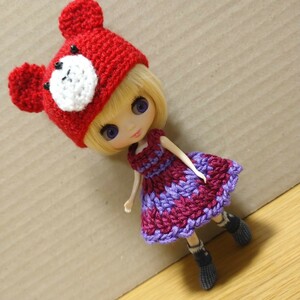 petite blythe 洋服 ワンピース 帽子 セット くま耳 ベア テディベア くま帽 動物 プチブライス コレクション toy fashion collection