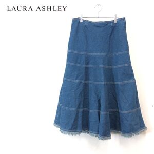 1O2666-F-N◆ LAURA ASHLEY ローラアシュレイ デニムフレアスカート ボトムス ◆ size13 コットン インディゴ 古着 レディース