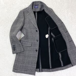 極美品!!Lサイズ!!ロンドン トラディション LONDON TRADITION シップス別注 チェスターコート チェック 総柄 ロング丈 グレー 秋冬 英国製