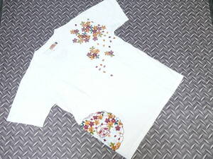 ♪花旅楽団 SCRIPT スクリプト ◆桜髑髏柄 刺繍Teeシャツ ◆SIZE M ◆ホワイト系　未使用品