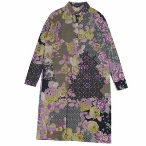 美品 エトロ ETRO ワンピース ロングスリーブ ニット 総柄 トップス レディース イタリア製 44(XL相当) マルチカラー cf05mm-rm05e27540