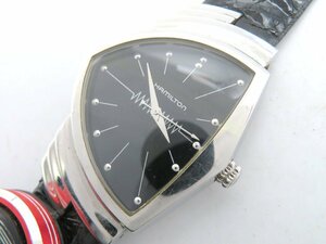 1円◆稼働◆ ハミルトン H244112 ベンチュラ ブラック クオーツ ユニセックス 腕時計 P168