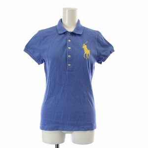 ラルフローレン RALPH LAUREN ポロシャツ 半袖 ビックポニー 刺繍 M 青 ブルー /XZ ■GY11 レディース