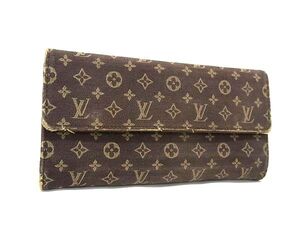 1円 LOUIS VUITTON ルイヴィトン M95234 モノグラムミニラン ポルトフォイユサラ 二つ折り 長財布 ウォレット ブラウン系 FJ4654