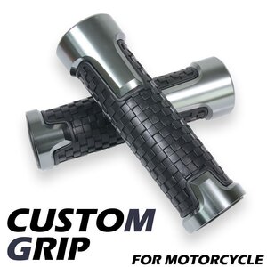 アルミグリップ ソフトタイプ アルマイト 滑り止めラバー ブロックパターン グレー 22.2mm CBR1000RR-R NS-1 VFR800 CB1100EX CB750 VTR250