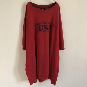 トミー ヒルフィガー 半袖Tシャツ ビッグシルエット レッド Lサイズ TOMMY