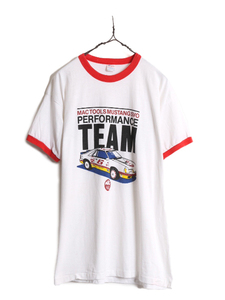 80s USA製 チャンピオン MAC TOOLS レーシングカー プリント リンガー Tシャツ メンズ XL 80年代 ヴィンテージ Champion 企業物 当時物 白