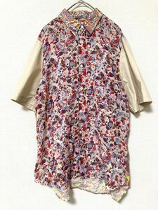 COMME des GARCONS SHIRT コムデギャルソン　シャツ　半袖　マーブル　総柄　リネン コットン　メンズ　アート　ドローイング　春夏