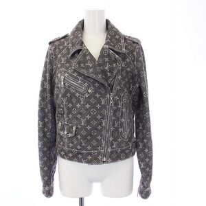 ルイヴィトン LOUIS VUITTON モノグラム ライダース デニムジャケット ダブル ショート丈 36 XS グレー RW071W /KH レディース