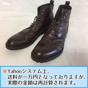 【N-10341】BURBERRY BLACK LABEL メンズ レースアップ ブーツ 26cm 茶系 バーバリーブラックレーベル 革靴 本革【千円市場】