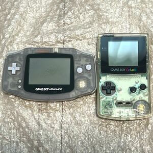 〈動作確認済み・一部注意点〉GB GBC GBA ゲームボーイカラー 本体 クリア CGB-001・ゲームボーイアドバンス 本体 ミルキーブルー AGB-001