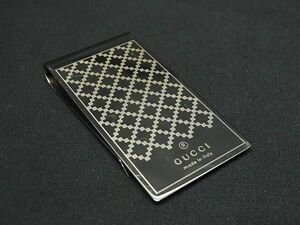 1円 ■美品■ GUCCI グッチ 総柄 マネークリップ 札ばさみ メンズ レディース シルバー系 FB4121