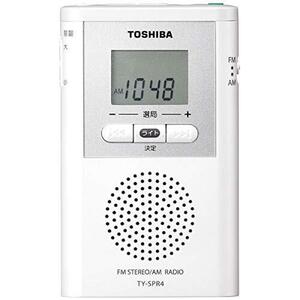 東芝 ワイドFM/AMポケットラジオTOSHIBA TY-SPR4-W(中古品)