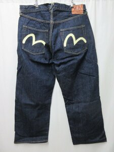 ★1000円～大きいサイズ 美品 エヴィス EVISU №2 Lot2001 カモメ プリント デニムパンツ　W42