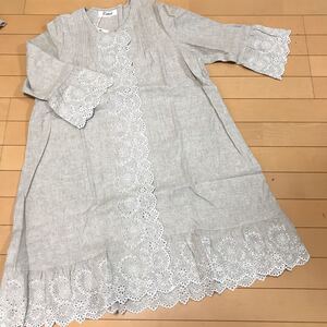 新品 ◆ コトリ Cottoli ◆ ナチュラル 綿麻 リネン混 チュニックワンピース ◆ スカラップレース メルヘン ガーリー