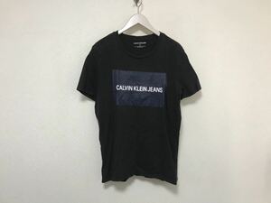 本物カルバンクラインジーンズCALVINKLEINJEANSコットンロゴプリント半袖TシャツメンズビジネススーツアメカジミリタリーMサーフ黒ブラック