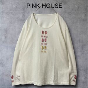 1484 PINK HOUSE＊ピンクハウス ヴィンテージ ロンT カネコイサオ 90年 古着 長袖Tシャツ プリント オフ白 Tシャツ トップス カットソー