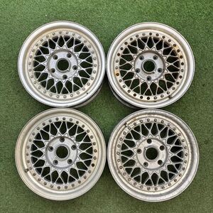 【0457】15インチ　6.5J　BBS　RS043　6.5J×15H2　ET36　PCD114.3　5穴　ハブ径 73 三本 / 73.5 一本　中古アルミホイール4本