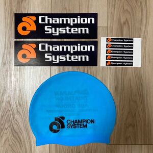 送料230★チャンピオンシステム Champion System TRIAHTLON スイムキャップ・シリコンキャップ & 未使用 ステッカー 7枚 セット 632まとめ