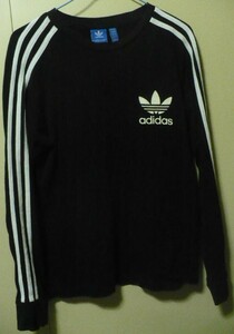 adidas【アディダスジャパン(株)】Originals(オリジナルス)トレフォイルPIQUE(ピケ)ロングスリーブ(長袖)Ｔシャツ　Ｓ　黒　BR2042