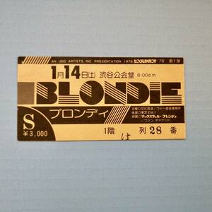 BLONDIE A⑩ 1978年 日本公演 渋谷公会堂 チケット半券 ブロンディ グッズ