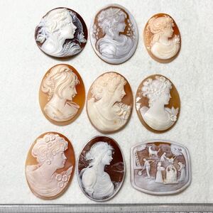 1円〜!!◆シェルカメオおまとめ67.9g◆j 約339.5ct ルース 裸石 宝石 shell cameo 貴婦人 ブローチ 彫刻 アンティーク 作家物 w5マ115