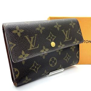 極美品 Louis Vuitton ルイヴィトン モノグラム ポルト トレゾール エテュイ パピエ 長財布 折財布 ３つ折り M61202/SP1013 送