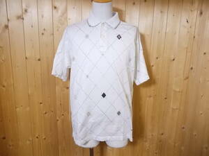 e931◆Munsing wear S/S ポロシャツ◆マンシングウエア メンズ サイズL ホワイト/総柄 ㈱デサント ゴルフウエア ゆうパケット発送 6K