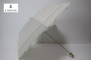 新品　ムーンバット製　 LANVIN　ランバン　紫外線防止加工　折りたたみ晴雨兼用日傘　A１１　ホワイト系