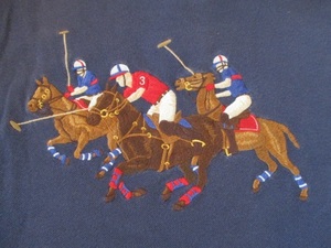 ★Polo　by　Ralph　Lauren/ポロ・バイ・ラルフローレン★豪華なPOLO競技の刺繍/ＮＯ3/ポロシャツ/ネイビー/XS★ 