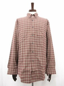 超美品 【ブルックスブラザーズ Brooks Brothers】 チェック柄 ボタンダウン 長袖シャツ (メンズ) sizeM レッド系 小豆色 ■31MK2988■