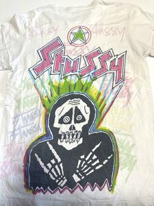 レア！　ステューシー stussy 手書き風　総柄　スカル　tシャツ