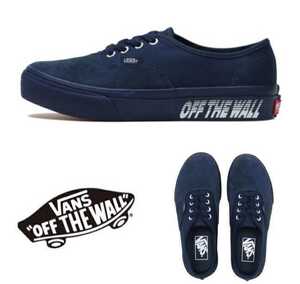 最値!定価7150円!新品!ラスト1点!バンズVANS オーセンティック OFF THE WALL ロゴ スニーカー スケート スケーター シューズ ネイビー 25cm