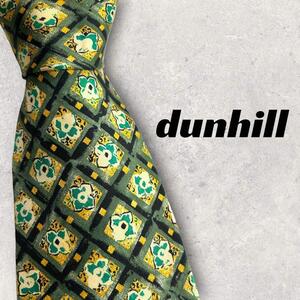 【4017】良品！dunhill ダンヒル　グリーン系　ネクタイ