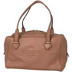 ロエベ LOEWE ロゴ ハンドバッグ ヘリテージ ミニボストン ハンドバッグ レザー ピンク レディース 【中古】