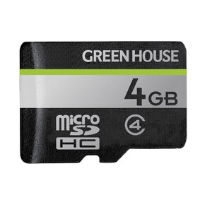 送料無料 マイクロSDカード microSDHC 4GB ４ギガ SD変換アダプタ付き ケース付き グリーンハウス GH-SDM-D4G/8042