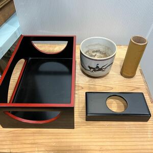 輪島塗 煙草盆 茶道具 古道具 煙草入 茶懐石 喫煙具 木工芸 漆工芸 和 レトロ 煙草用品 昭和 中古 (石974