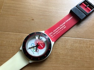 良品程度 レア 2004 ATHENS OLYMPIC GAMES JOC WATCH アテネ オリンピック ラバーベルト クオーツ メンズサイズ 腕時計