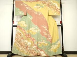 平和屋着物●訪問着京友禅の第一人者　松井青々　訪問着　駒刺繍　吉祥花蝶文　金彩　正絹　逸品　AAAN9463cs