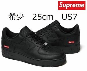 希少 25cm Supreme × NIKE Air Force 1 Low Black US7 シュプリーム ナイキ エアフォース 1 黒 Box Logo Sticker付 Tee SBDunk CU9225-001