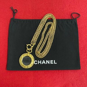 極 美品 コメあり CHANEL シャネル ヴィンテージ ルーペ ココマーク ロゴ チェーン ロング ネックレス ペンダント ゴールド 26904