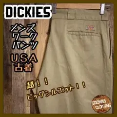 ディッキーズ メンズ ワーク パンツ ベージュ ロゴ 40 2XL USA古着