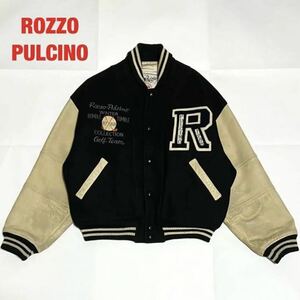 【人気】ROZZO PULCINO　スタジャン　刺繍　牛革レザー　ワッペン　レザーボタン　キルティング　オーバーサイズ　80s　90s　VINTAGE