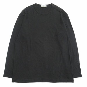 美品 21aw ヨウジヤマモトプールオム ウール エアー天竺 カットソー クルーネック 長袖 Tシャツ ニット セーター オーバーサイズ 3 黒